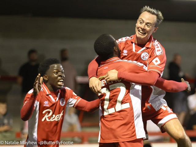 Crawley Town drew 1-1 with MK Dons at the Broadfield Stadium - here are fans, actions and goal celebrations
