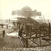 Worthing Pier the day after the storm of midnight, Saturday, March 22, 1913. Picture: Maurice Stevens Collection