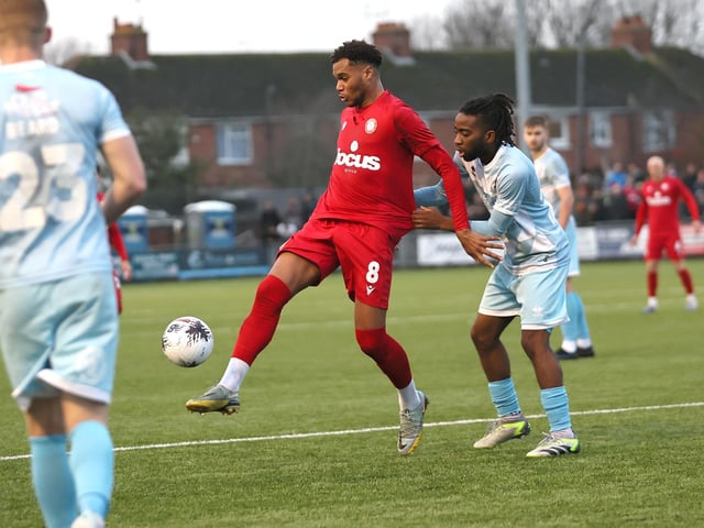 Worthing v Eastbourne Borough in action at Woodside Road on Boxing Day