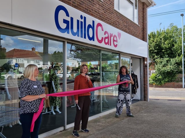 Influencer Jen Graham, aka Charity Shop Girl, officially opens Guild Care's new Goring Road Superstore and Donation Centre, the charity's 15th shop in West Sussex