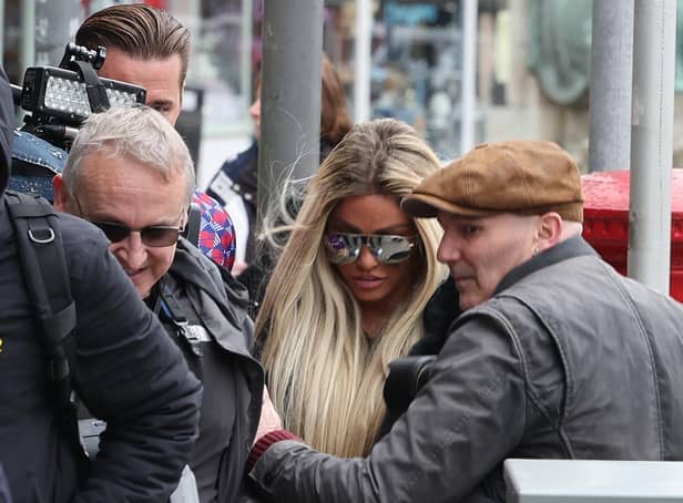 Katie Price kept her head down as she arrived at Lewes Crown Court today