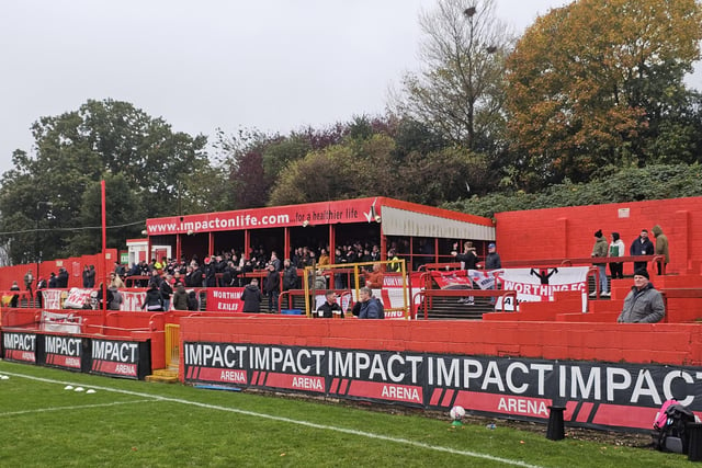 Worthing FC fans on their trip to National League North Alfreton Town in the FA Cup