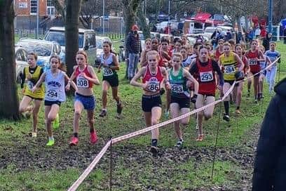 HY Runners' red vests are to the fore in the Sussex cross country championships which the club hosted at Bexhill | Contributed picture