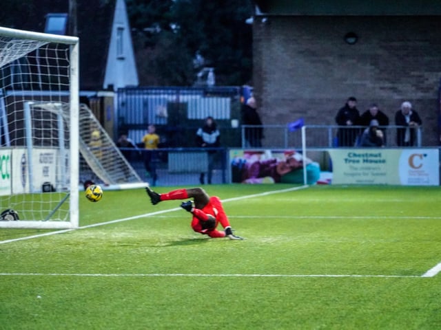 Action from Haywards Heath Town's 3-2 Isthmian south east division win at Lancing