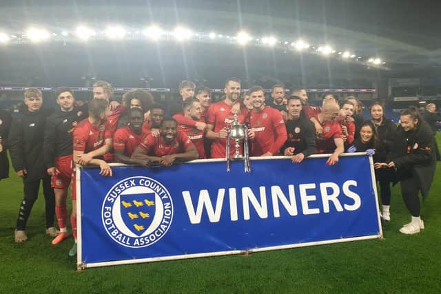 Worthing with the Sussex Senior Cup | Picture: Mark Dunford