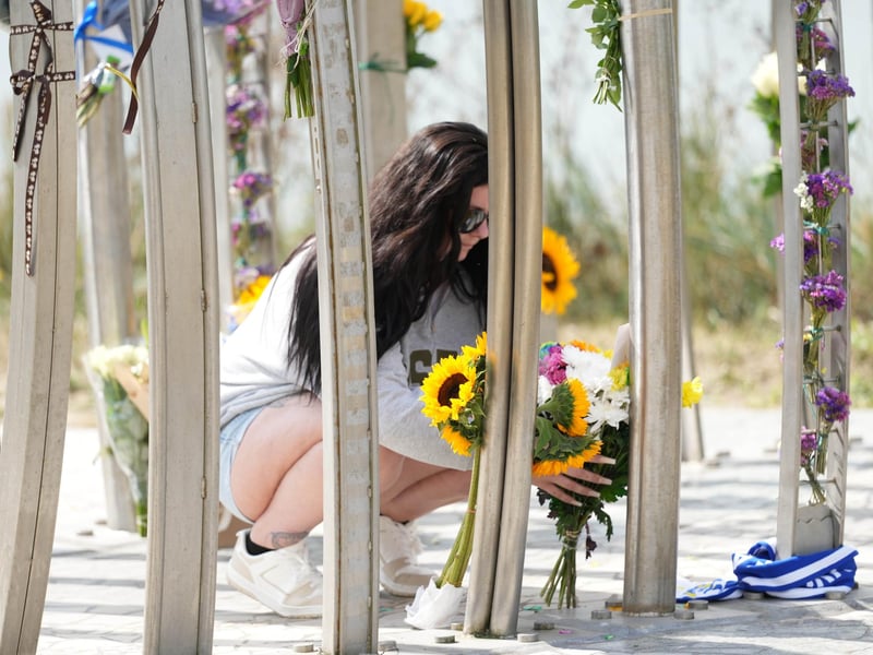 Floral tributes were laid at the Shoreham Airshow disaster memorial