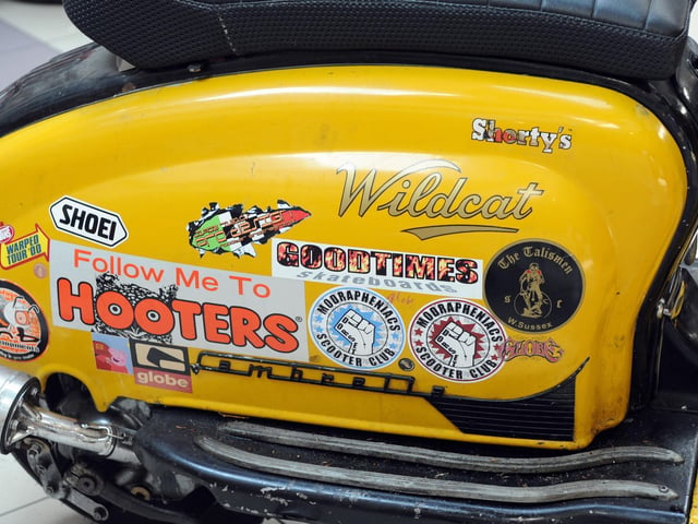 Stickers galore on Shorty's Wildcat
