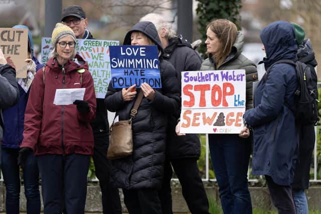 Protesters take sewage pollution protest to Southern Water. Photo: Eddie Mitchell