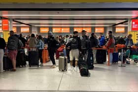 The queue at Gatwick at 6.30am on Thursday, May 26, 2022