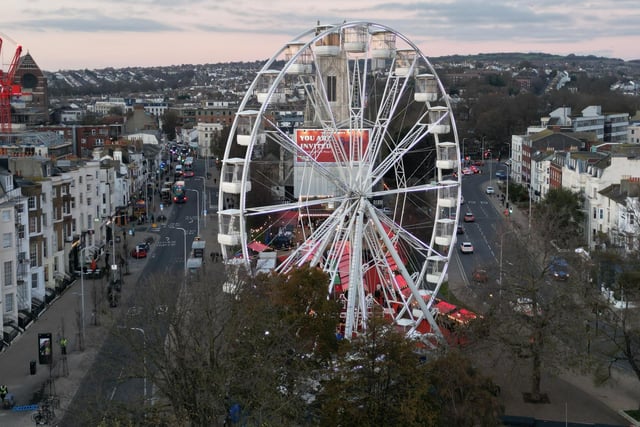 The eye-catching 32-metre gondola wheel sits in the middle of the market, offering a 360-degree unobstructed view of Brighton.