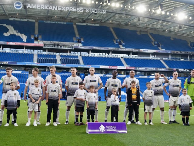 Littlehampton Town and their fans at the Sussex Transport Senior Cup final at the Amex Stadium