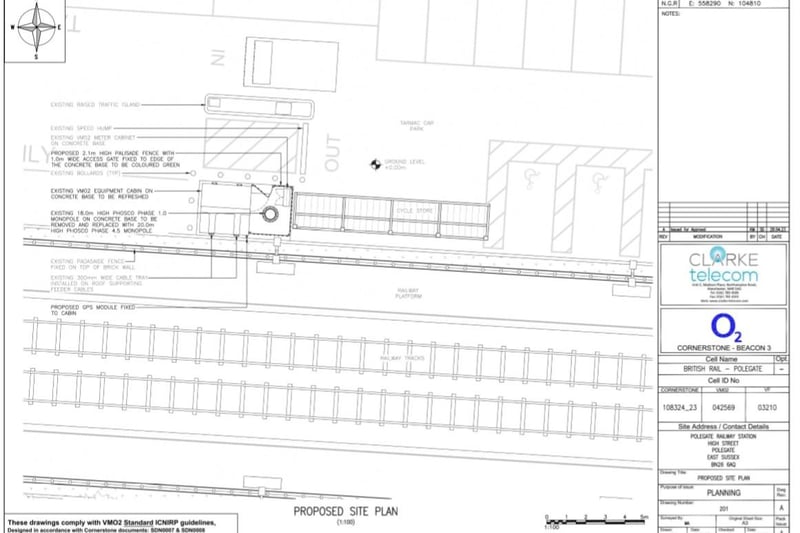 Proposed site plan for the new monopole by Polegate Railway Station
