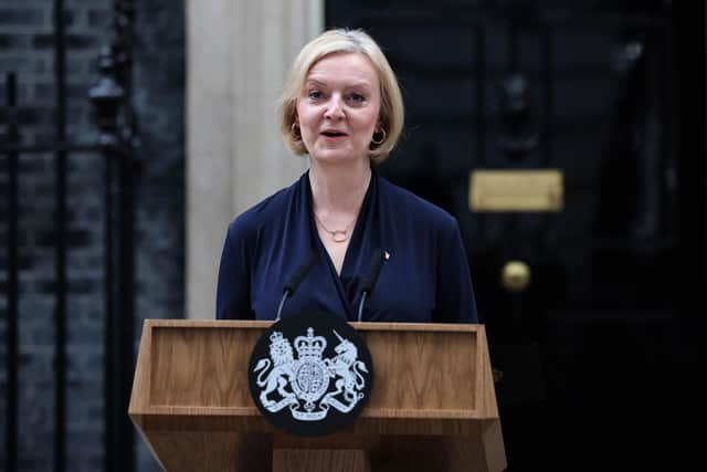Prime Minister Liz Truss announces her resignation at Downing Street. Ms Truss has been the UK Prime Minister for just 44 days and has had a tumultuous time in office. Her mini-budget saw the GBP fall to its lowest-ever level against the dollar, increasing mortgage interest rates and deepening the cost-of-living crisis. Picture by Rob Pinney/Getty Images