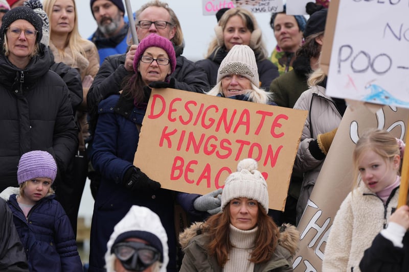 Campaigners put on costumers and held up banners in protest against sewage discharges in the Adur district.