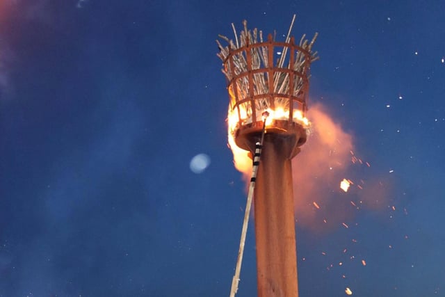 The Platinum Jubilee weekend in Hastings. Photo by Kevin Boorman.

Lighting of the beacon on East Hill with Hastings Borough Bonfire Society. 2/6/22