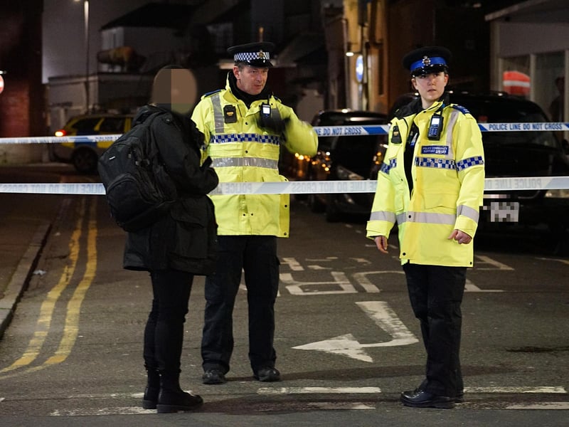 Police officers were seen at a cordoned off area just after 7pm at the junction of Elms Road and Seaside Road in Eastbourne on Thursday, March 7