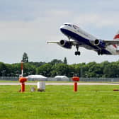 A plane takes off at London Gatwick airport. Pic S Robards SR2108251