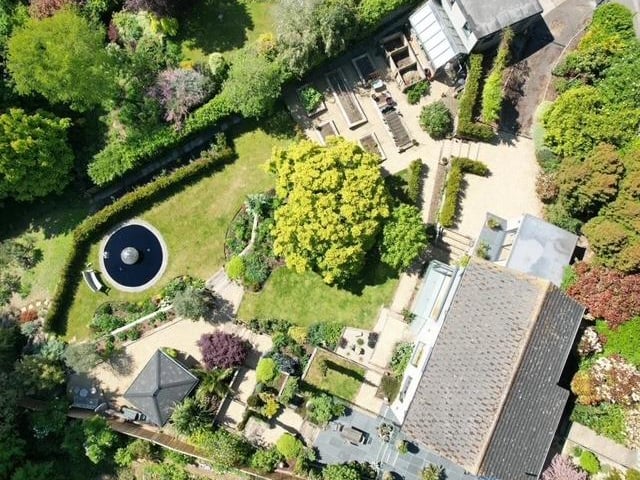 Aerial view of property and grounds