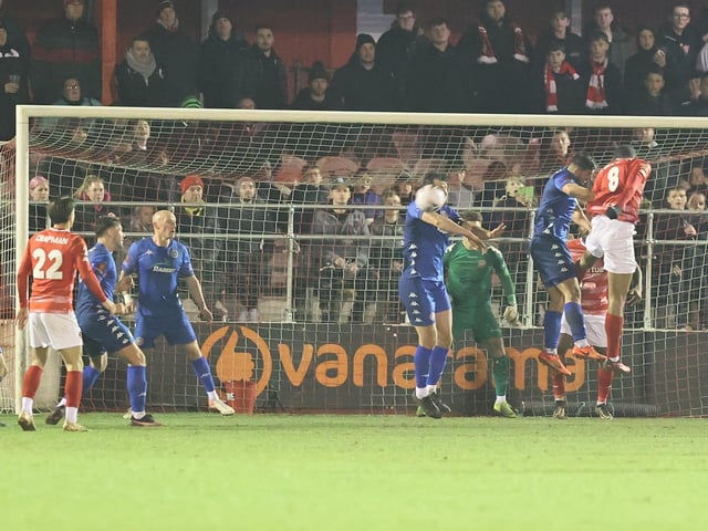 Action from Worthing's 7-2 defeat at Ebbsfleet United in the National League South