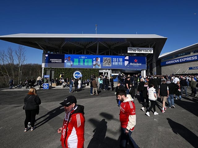 General view outside the Amex stadium prior to the Emirates FA Cup Quarter Final match