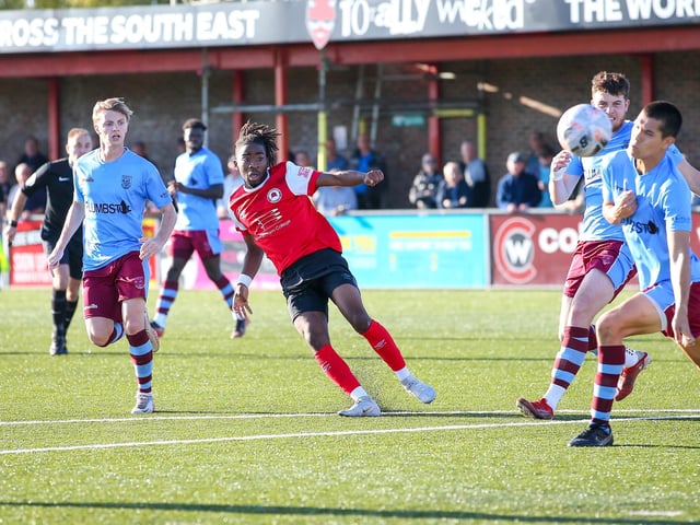 Action from Eastbourne Borough v Weymouth in the National League South:Eastbourne Borough v Weymouth