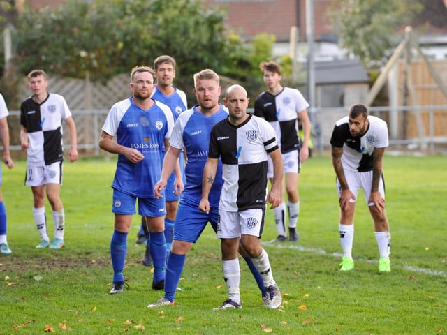Action from Shoreham's 4-2 win at East Preston in division one of the Southern Combination League