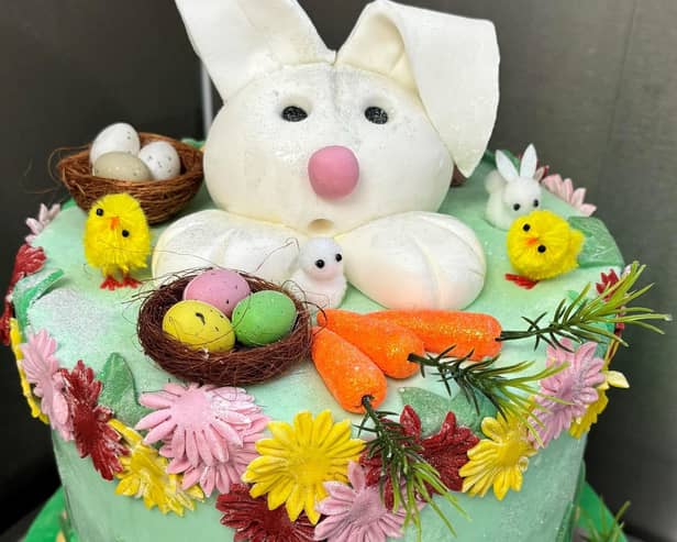The winning Easter Bunny cake created by staff at Red Oaks care home in Henfield