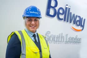 •	Justine Hope, who was recently promoted to Site Manager, pictured at the Bellway South London divi