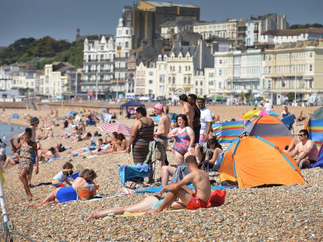 Hastings seafront pictured during the heatwave on Saturday, August 13