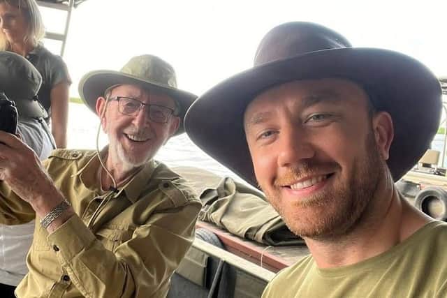 Jim Anderson and his grandson David Anderson in Botswana. Picture: Jim Anderson/ Pangolin Photo Safaris