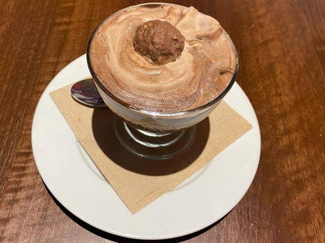Hazelnut flavoured ice cream, topped with a Ferrero Rocher