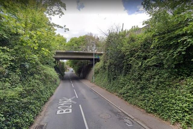 An anonymous resident said: "Two Square potholes, nearly under bridge. On B2182 Chantry Lane, difficult to see. Very dangerous."