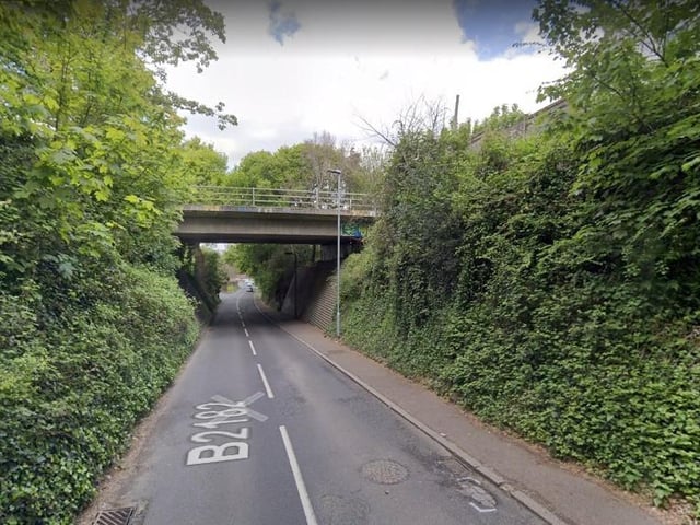 An anonymous resident said: "Two Square potholes, nearly under bridge. On B2182 Chantry Lane, difficult to see. Very dangerous."