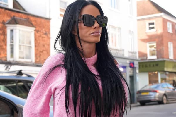 Katie Price arrives at Lewes Crown Court, East Sussex, where her ex-husband Kieran Hayler is charged with three counts of rape and one count of sexual assault against a 13-year-old girl | Picture: Gareth Fuller/the Press Association