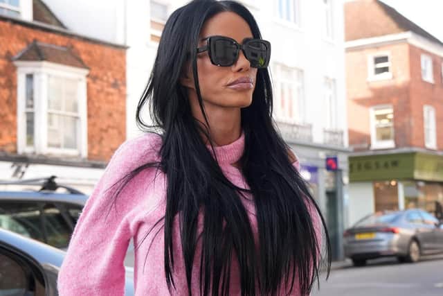 Katie Price arrives at Lewes Crown Court, East Sussex, where her ex-husband Kieran Hayler is charged with three counts of rape and one count of sexual assault against a 13-year-old girl | Picture: Gareth Fuller/the Press Association