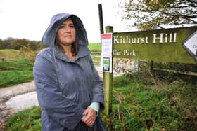 Pip Jennings has organised a petition to save a 'vital link' to the South Downs at Kithurst Hill. People are upset at the proposed closure of the Kithurst Hill car park, Storrington, which many use to access walking  and riding routes across the South Downs Pic S Robards SR2211071