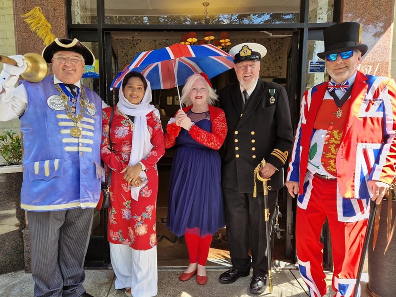 The Glamour Club founder Janice Moth, centre, with former Worthing mayors, from left, Bob Smytherman, Henna Chowdhury, Noel Atkins and Sean McDonald