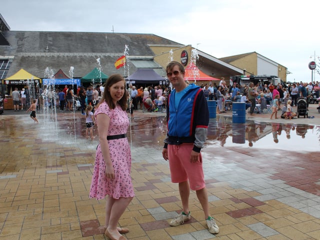 Performers Becca Huggett and Tom Woodruff between performances. Photo: Luke Farley