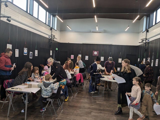 Local children took part in creative activities at the Oh Moon Tell me Truth Exhibition at Stade Hall - February 2024