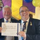 President Peter Coleman and VDG Steve Carley with the 50 Year Certificate of Appreciation