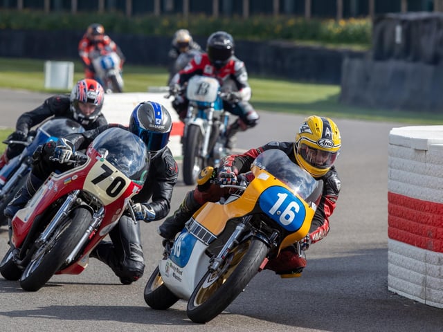 Motorcyclists race for the Hailwood Trophy. Photo: Michael John Reed. REEDIMAGE.