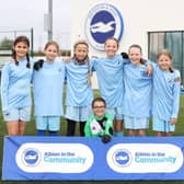 Maidenbower Junior School's girls team after winning the Albion Cup.