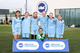 Maidenbower Junior School's girls team after winning the Albion Cup.