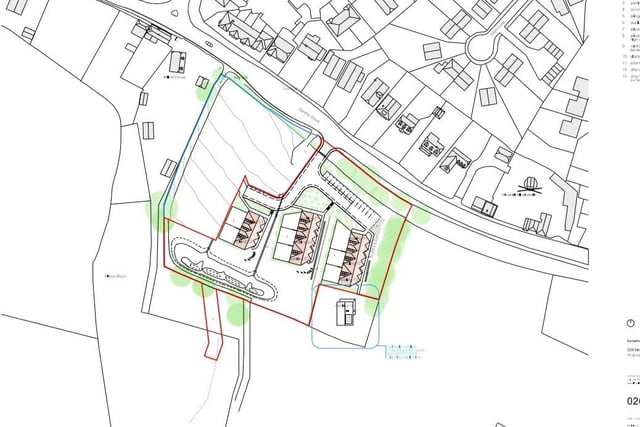 The proposed development for eight homes in Strawberry Field or Compers Field south of Gardner Street near Herstmonceux