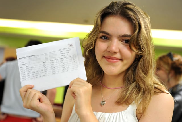 Charlotte Tomlinson, 3 A*, going to Oxford to study law. The Weald School, Billingshurst A level results day. Pic S Robards SR2208181