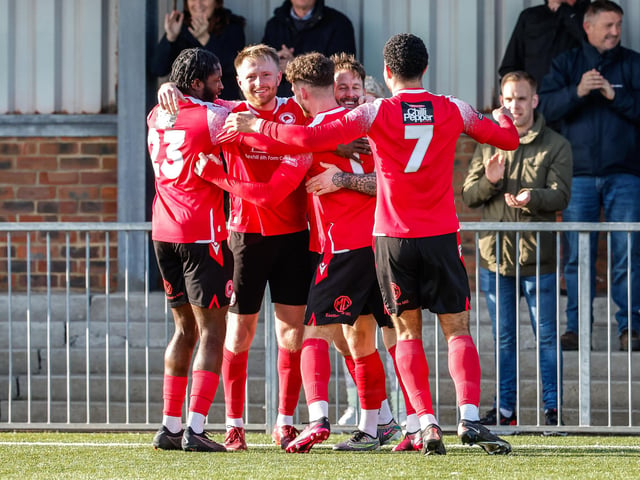 Action from Eastbourne Borough's 2-0 Ntional League South win against Slough Town at Priory Lane
