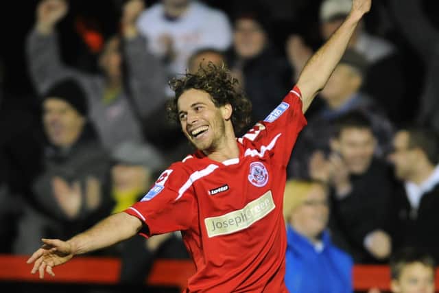Sergio Torres celebrates his goal against Altrincham | Picture: Jon Rigby