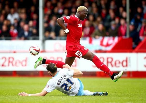 Mathias Pogba in action for Crawley Town in 2015
