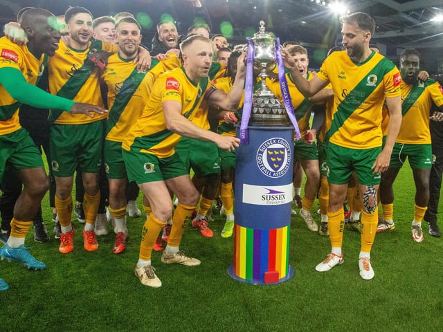 Horsham FC are champions of Sussex again after their last-gasp Sussex Transport Senior Cup final win over Littlehampton Town.