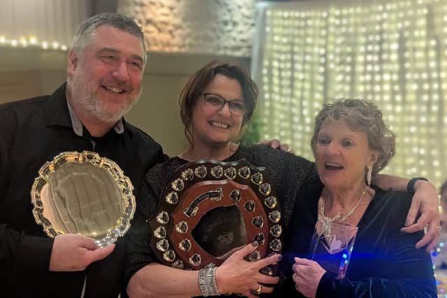 The Beauty Queen of Leenane director Nettie Sheridan, centre, with Guy Steddon, who played Pato Dooley, and Debbie Creissen, who played Mag Folan